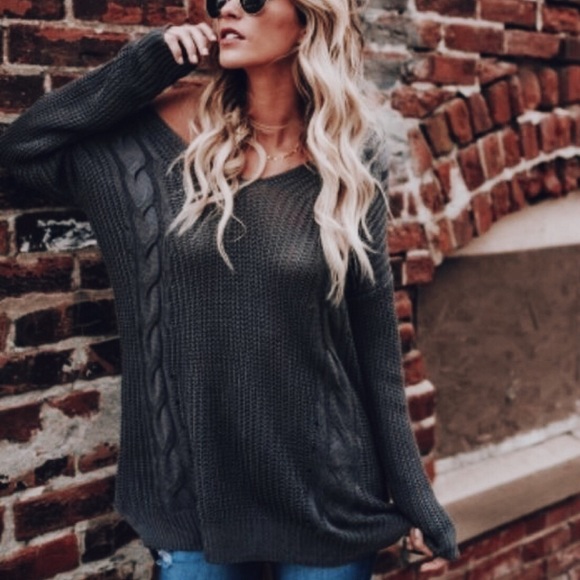 Sweaters - Sexy cross back cable knit sweater